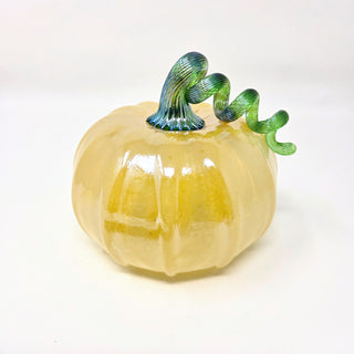 Blown Glass Pumpkin- Iridescent Iris Brown