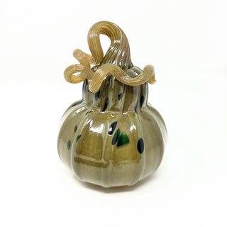 Blown Glass Pumpkin- Opaque Green with Transparent Green Spots