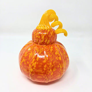 Blown Glass Pumpkin- Opaque Orange and Yellow Speckles
