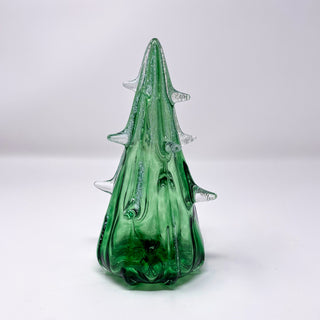 Blown Glass Tree- Forest Green with Snow