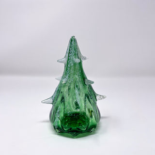 Blown Glass Tree- Forest Green with Snow