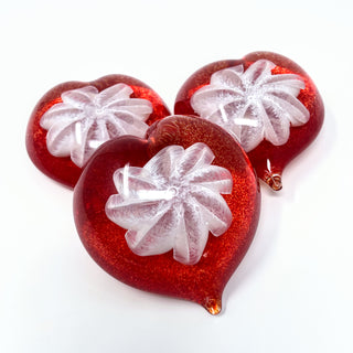 Glass Gazing Heart- White with Crimson