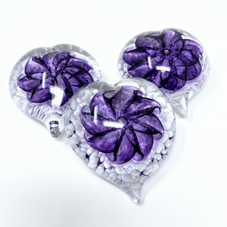 Glass Gazing Heart- Plum with White Spots