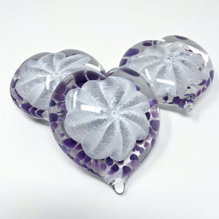 Glass Gazing Heart- White with Lavender Spots