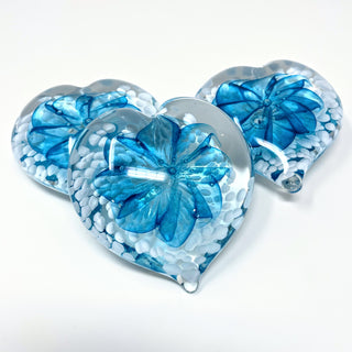 Glass Gazing Heart- Sky Blue with White Spots