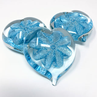 Glass Gazing Heart- Sky Blue and White Mix