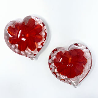 Glass Gazing Heart- Crimson with White Spots