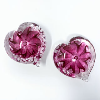 Glass Gazing Heart- Light Cranberry with White Spots