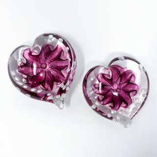 Glass Gazing Heart- Cranberry with White Spots