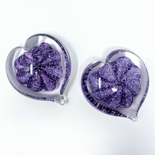 Glass Gazing Heart- Plum and White Mix