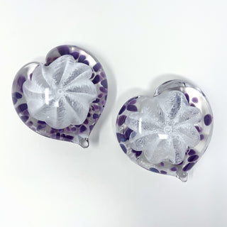 Glass Gazing Heart- White with Lavender Spots