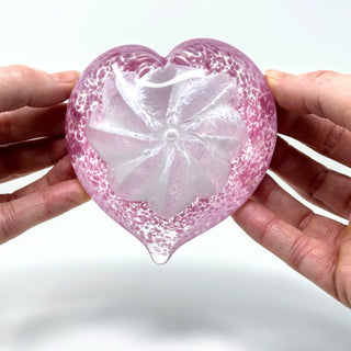 Glass Gazing Heart- White with Petal Pink