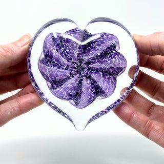 Glass Gazing Heart- Plum and White Mix