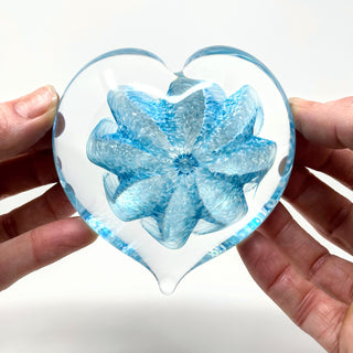 Glass Gazing Heart- Sky Blue and White Mix