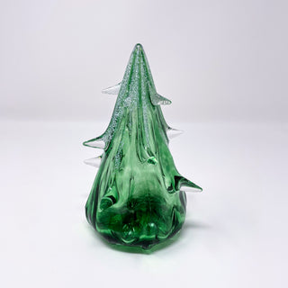 Blown Glass Tree- Forest Green with Snow