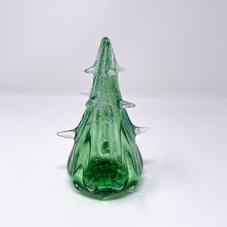 Blown Glass Tree- Forest Green with Snow