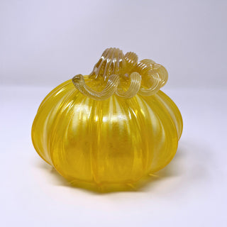 Blown Glass Pumpkin- Transparent Yellow with Shimmer