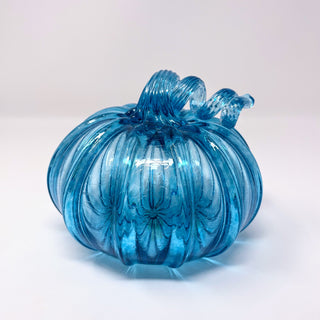 Blown Glass Pumpkin- Transparent Light Blue