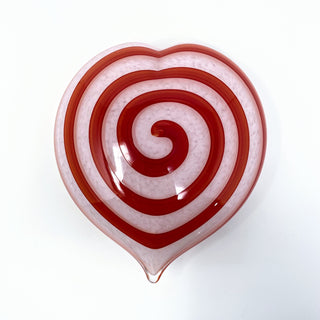 Blown Glass Puffy Heart- Red Twist