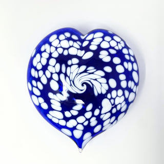 Blown Glass Puffy Heart- Blue Galaxy