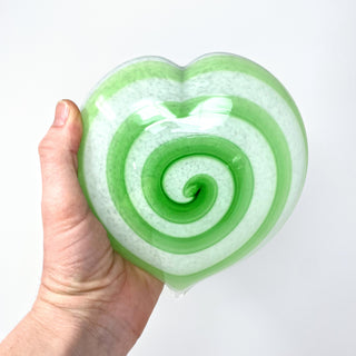 Blown Glass Puffy Heart- Green Twist