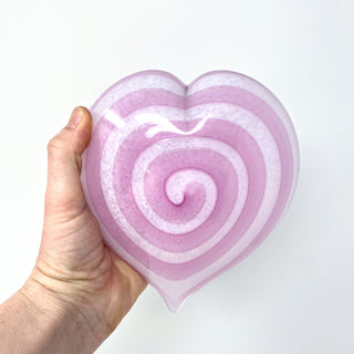 Blown Glass Puffy Heart- Pink Twist