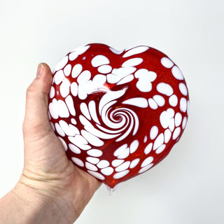 Blown Glass Puffy Heart- Red Galaxy