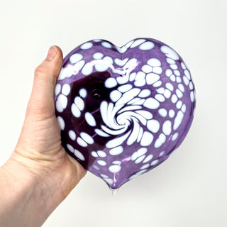 Blown Glass Puffy Heart- Purple Galaxy