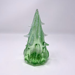 Blown Glass Tree- Green with Snow