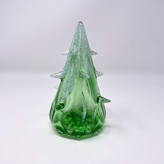 Blown Glass Tree- Green with Snow