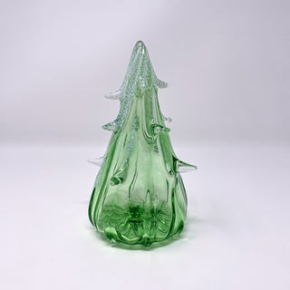 Blown Glass Tree- Green with Snow