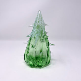 Blown Glass Tree- Green with Snow