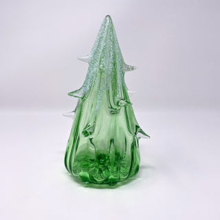 Blown Glass Tree- Green with Snow