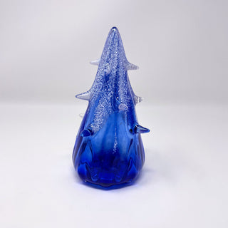 Blown Glass Tree- Cobalt with Snow