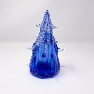 Blown Glass Tree- Cobalt with Snow