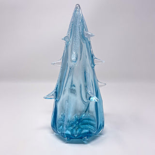 Blown Glass Tree- Light Blue with Snow