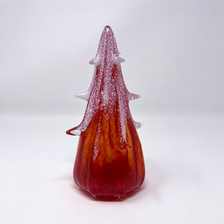 Blown Glass Tree- Red with Snow