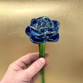 Limited Edition Glass Rose- Enchanted Blue