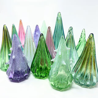 Handblown glass trees in various colors