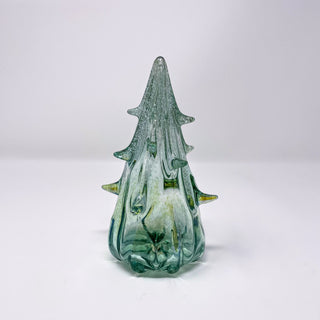 Blown Glass Tree- Iridescent Green with Snow