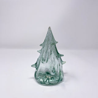 Blown Glass Tree- Emerald Green with Snow