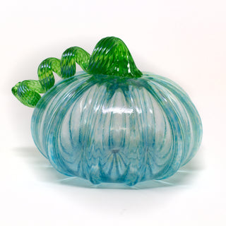 Blown Glass Pumpkin- Transparent Light Blue